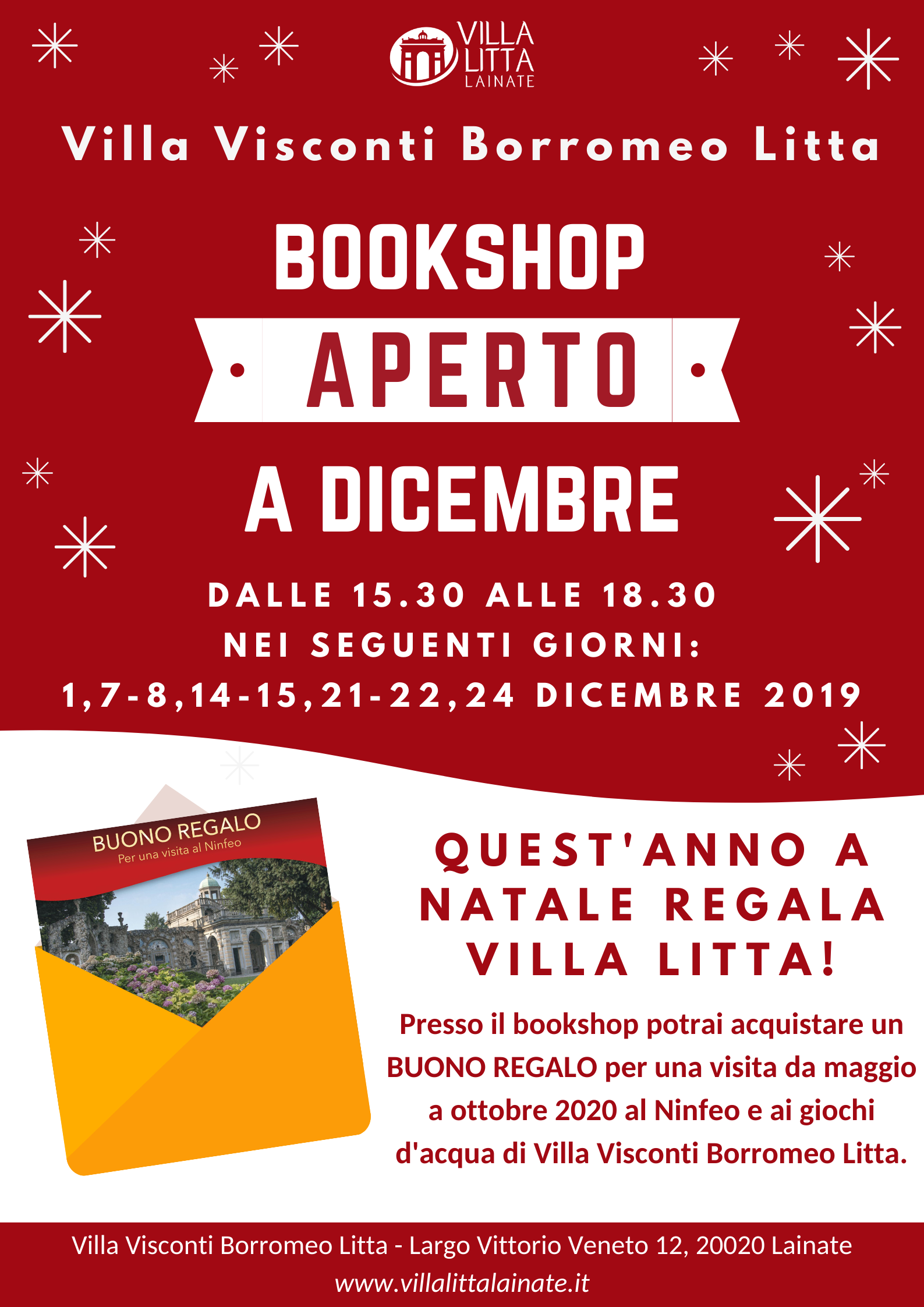 Apertura natalizia del Bookshop di Villa Litta